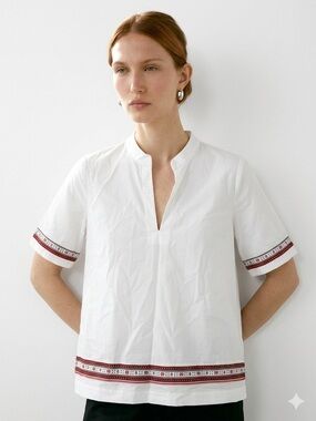 Tory Burch embroidered poplin top white
